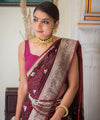 Wine Jacquard Silk Saree | Ethnic Wear for Women