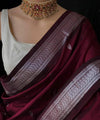 Wine Jacquard Silk Saree | Festive & Party Wear