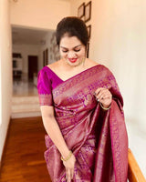 Wine Jacquard Silk Saree | Festive & Party Wear
