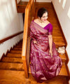 Wine Jacquard Silk Saree | Festive & Party Wear