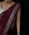 Wine Jacquard Silk Saree | Festive & Party Wear