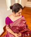 Wine Jacquard Silk Saree | Festive & Party Wear