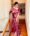 Wine Jacquard Silk Saree | Festive & Party Wear