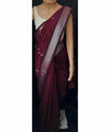 Wine Jacquard Silk Saree | Festive & Party Wear