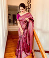 Wine Jacquard Silk Saree | Festive & Party Wear