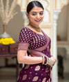 Wine Jacquard Silk Saree | Traditional Wedding Wear