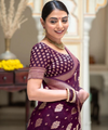 Wine Jacquard Silk Saree | Traditional Wedding Wear