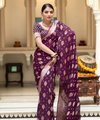 Wine Jacquard Silk Saree | Traditional Wedding Wear