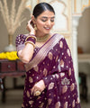 Wine Jacquard Silk Saree | Traditional Wedding Wear
