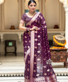 Wine Jacquard Silk Saree | Traditional Wedding Wear
