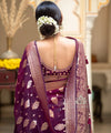 Wine Jacquard Silk Saree | Traditional Wedding Wear
