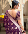 Wine Jacquard Silk Saree | Traditional Wedding Wear