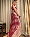 Wine Jacquard Silk Saree | Wedding & Festive Wear