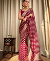 Wine Jacquard Silk Saree | Wedding & Festive Wear