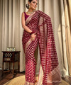 Wine Jacquard Silk Saree | Wedding & Festive Wear