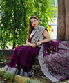 Wine Jacquard Silk Saree | Wedding & Reception Wear
