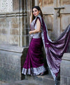 Wine Jacquard Silk Saree | Wedding & Reception Wear