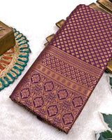 Wine Kanjivaram Silk Saree | Bridal & Festive Wear