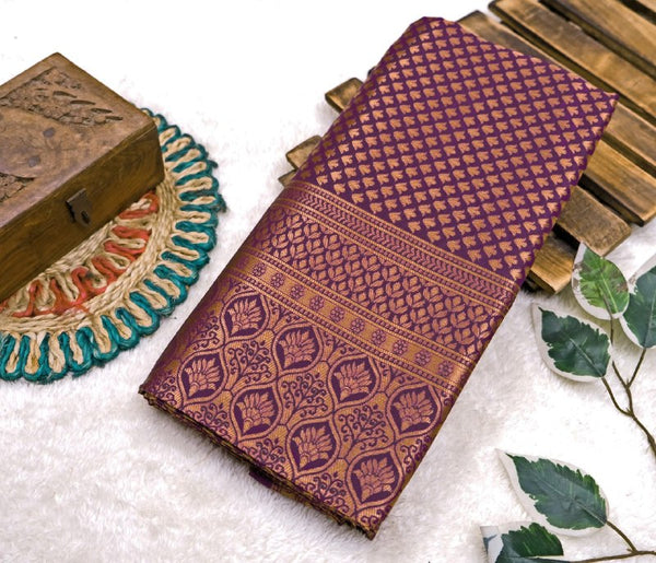 Wine Kanjivaram Silk Saree | Bridal & Festive Wear