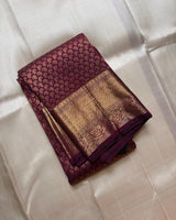 Wine Kanjivaram Silk Saree | Bridal & Festive Wear