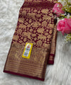 Wine Kanjivaram Silk Saree | Bridal & Festive Wear