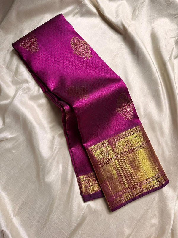 Wine Kanjivaram Silk Saree | Bridal & Festive Wear