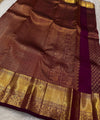 Wine Kanjivaram Silk Saree | Bridal & Festive Wear