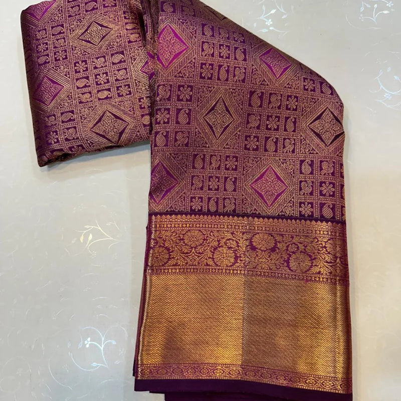 Wine Kanjivaram Silk Saree | Festival & Ceremony Wear