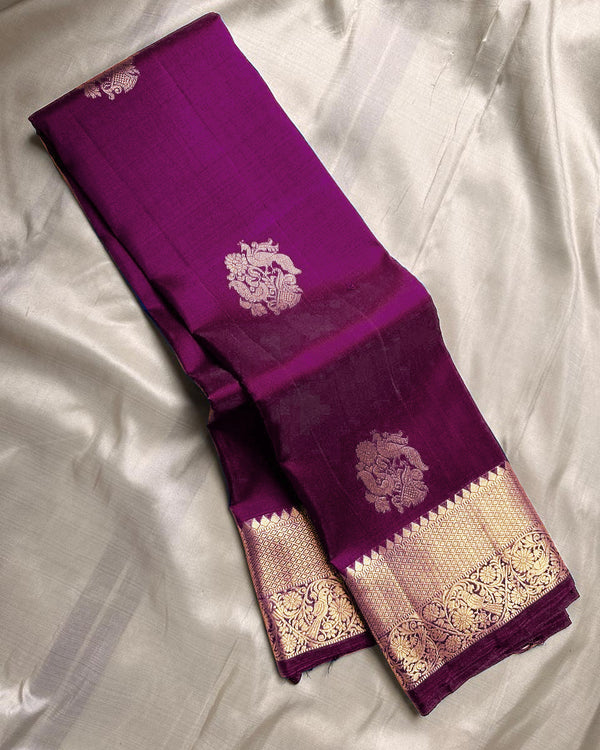 Wine Kanjivaram Silk Saree | Festive & Party Wear