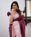 Wine Kanjivaram Silk Saree | Traditional Zari Weave