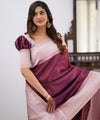 Wine Kanjivaram Silk Saree | Traditional Zari Weave