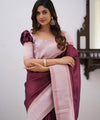 Wine Kanjivaram Silk Saree | Traditional Zari Weave