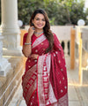 Wine Kanjivaram Silk Saree | Wedding & Reception Wear