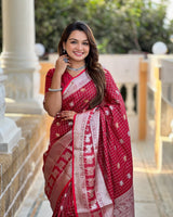 Wine Kanjivaram Silk Saree | Wedding & Reception Wear