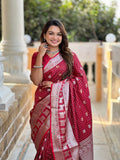 Wine Kanjivaram Silk Saree | Wedding & Reception Wear