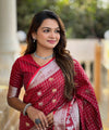 Wine Kanjivaram Silk Saree | Wedding & Reception Wear