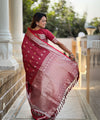 Wine Kanjivaram Silk Saree | Wedding & Reception Wear