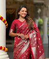 Wine Kanjivaram Silk Saree | Wedding & Reception Wear