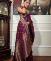 Wine Paithani Silk Saree | Festive & Party Wear