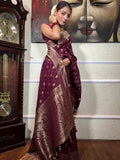 Wine Paithani Silk Saree | Festive & Party Wear