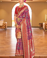 Wine Paithani Silk Saree | Festive & Party Wear