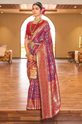Wine Paithani Silk Saree | Festive & Party Wear