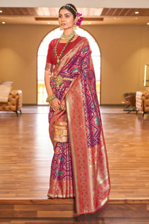 Wine Paithani Silk Saree | Festive & Party Wear