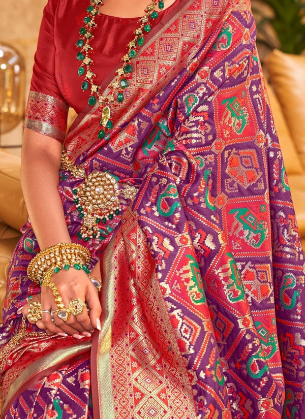 Wine Paithani Silk Saree | Festive & Party Wear