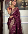 Wine Paithani Silk Saree | Festive & Party Wear