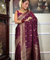 Wine Paithani Silk Saree | Festive & Party Wear