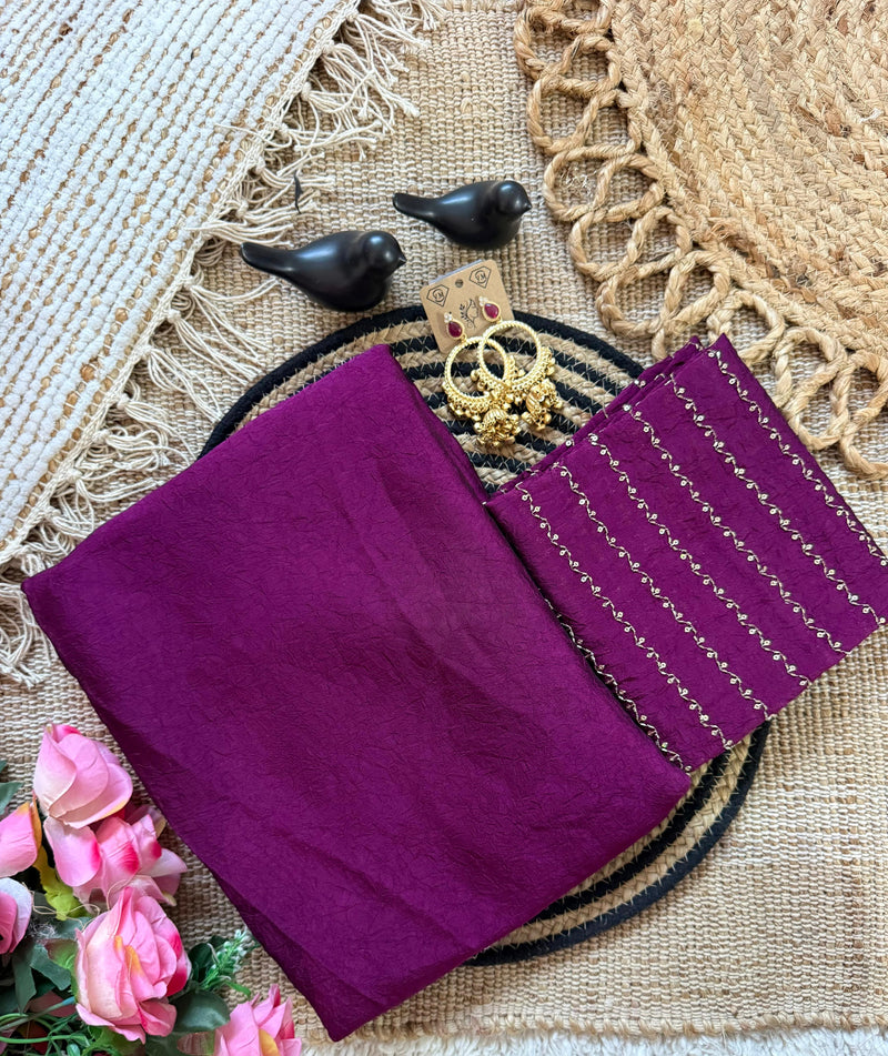 Wine Rangoli Crush Saree with Sequin Bits Blouse | RD VIAANA