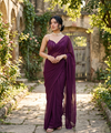 Wine Rangoli Crush Saree with Sequin Bits Blouse | RD VIAANA