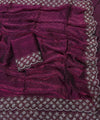 Wine Satin Saree with Zari Weaving & Siroski Border | RD TANISHKA