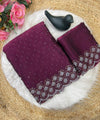 Wine Satin Saree with Zari Weaving & Siroski Border | RD TANISHKA